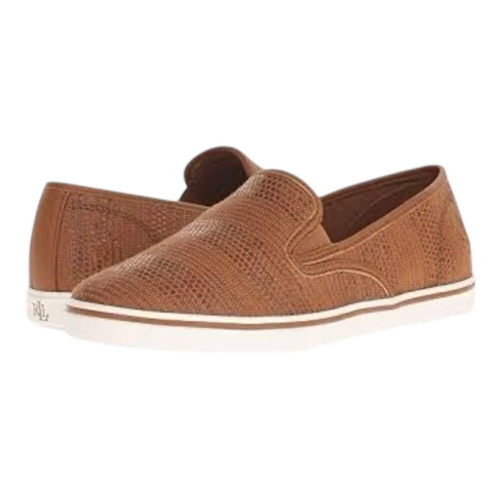 Lauren Ralph Lauren LRL Janis Brown Slip On Fashion Sneaker Loafers Shoes Sz 7.5